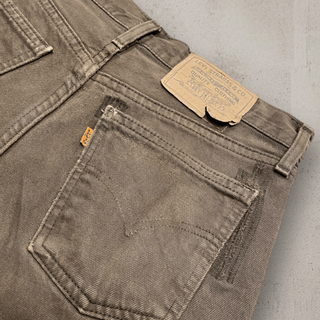 [USED] Euro Levi's BROWN 🤎 DENIM CUT OFF SHORTS orange tab