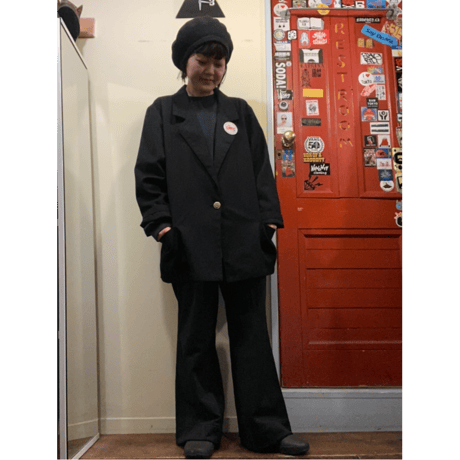 [USED] 70's BLACK POLY PANTS♡