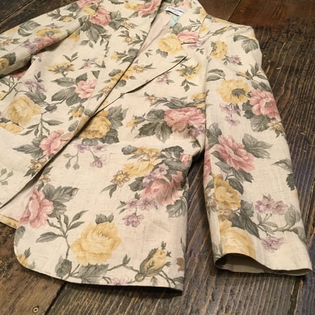 [USED] 肩パット入り! made in U.S.A. 花柄JKT