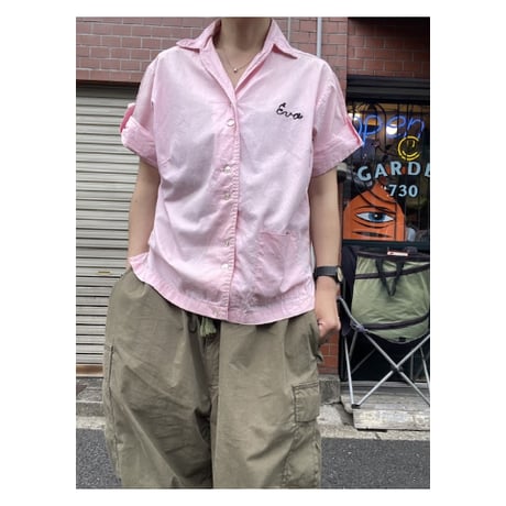 [USED] vintage Hilton PINK🩷ボーリングシャツ
