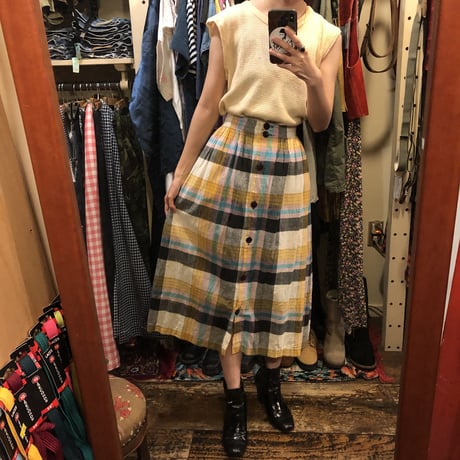 [USED] チェック柄 フロントボタン SKIRT♡