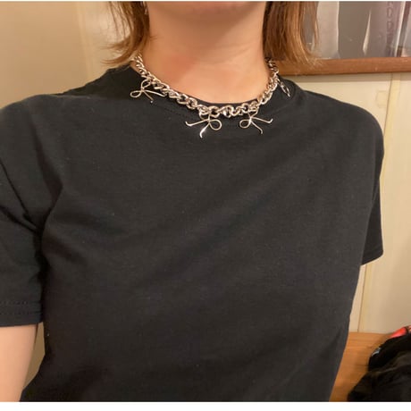 [ kozukix] NEW  RIBON METAL NECKLACE