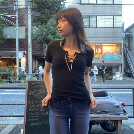 [USED]シースルー編み上げトップス