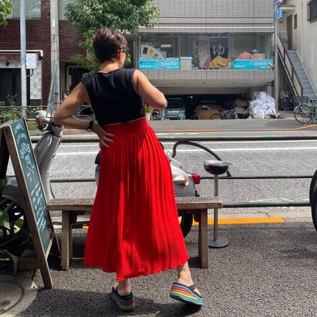 [USED]RED❤️レーヨンフレアパンツ