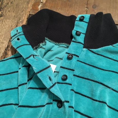 [USED] ベロアのミントグリーンボーダーTOPS