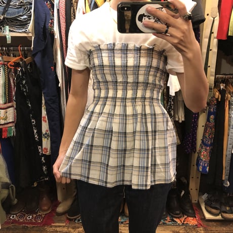 [USED] チェック柄シャーリングベアTOP♡
