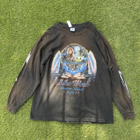 [USED] "bike week "GOOPRINT 袖プリ ロンtee
