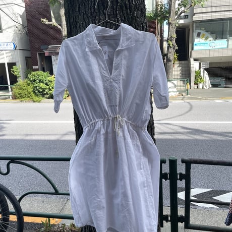 [USED] vintage WHITE 2way 襟付き 刺繍 O/P