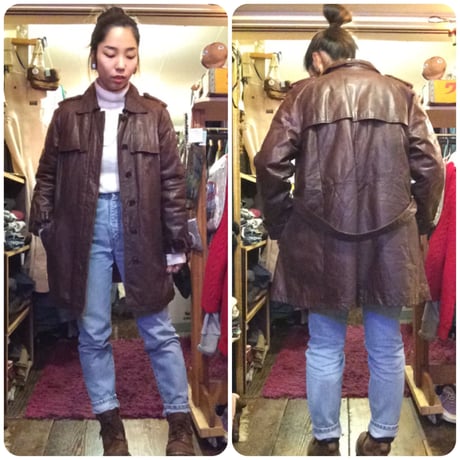 [USED] Real  Leatherトレンチコート