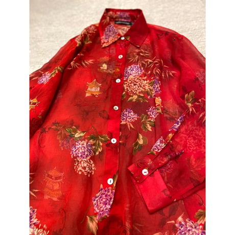 [USED] チャイナ柄シースルーシャツ