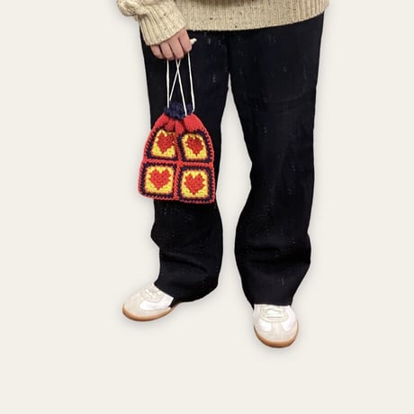 [SELECT] グラニー編みハンドニットポーチ（size S）