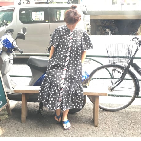 [USED]  ドット柄前開きワンピース