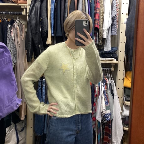 [USED] MINT-GREEN ニットカーディガン💚