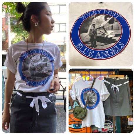 [USED] "WILEY POST  BLUE ANGELS "プリント Tee