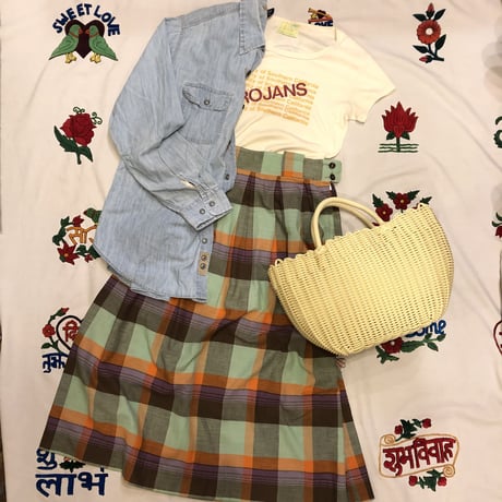 [USED] マドラスチェック ロングSKIRT