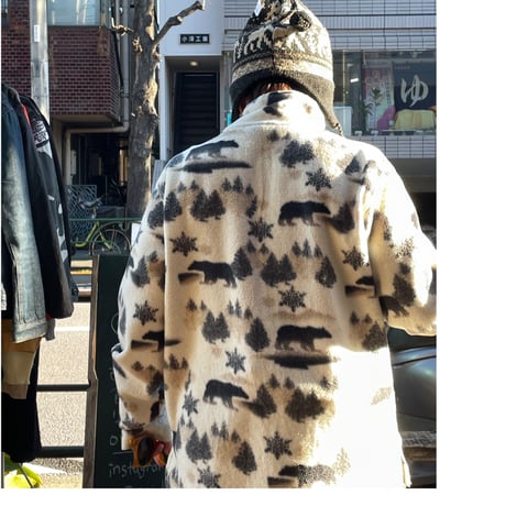 [USED] クマ柄フリースZIPジャケット🐻