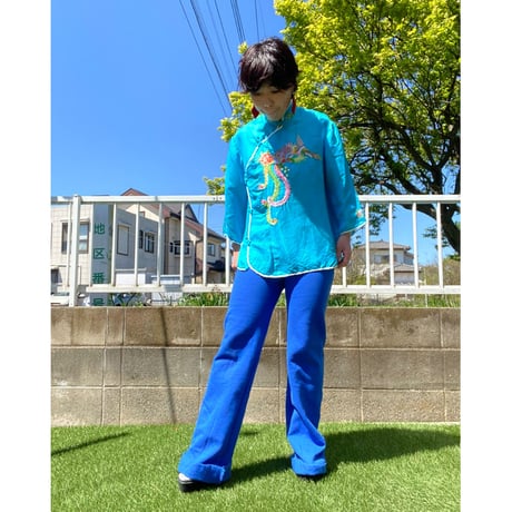[USED] vintage 刺繍チャイナシャツ