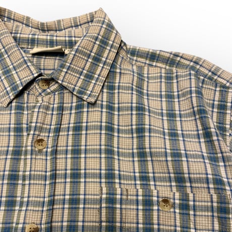 [USED] Green×Blue Check S/Sシャツ