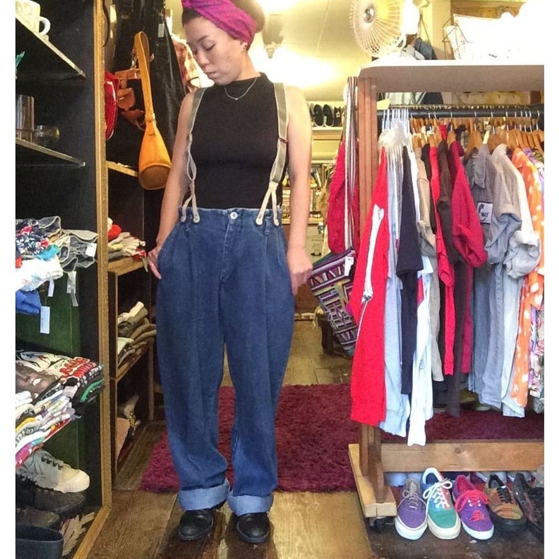 Ralph Lauren リネン サスペンダーパンツ　サスダメージあり Ralph Lauren リネン サスペンダーパンツ サスダメージあり USED