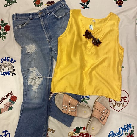 [USED] 100％ SILK タンクトップ-YELLOW