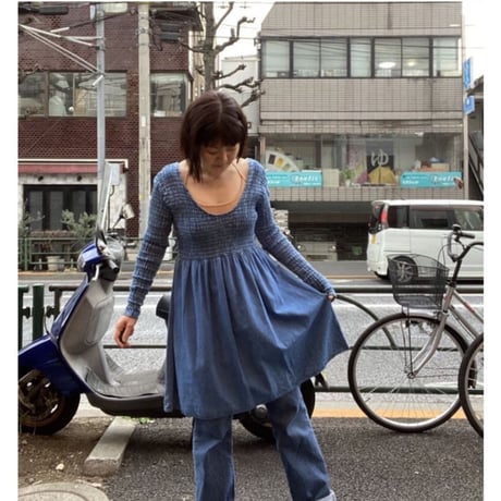 [USED] デニム くしゅくしゅワンピース