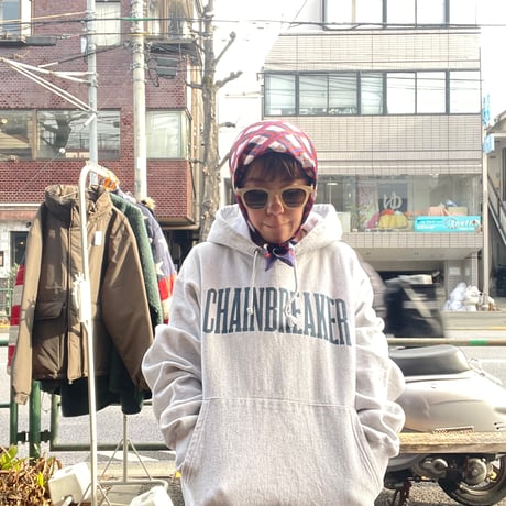 [USED] vintage 柄物スカーフ NAVY/RED