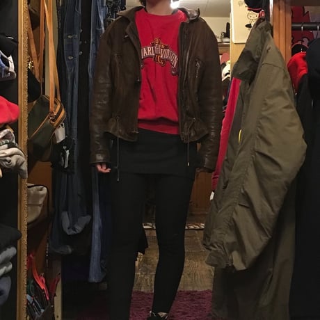[USED] real leatherのフード付JKT