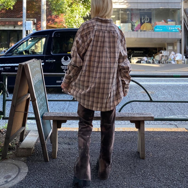 GIRBAUD チェック コーデュロイパンツ 立体裁断 L 希少 高身長 ストレッチコーデュロイワイドパンツ（選べる2レングス