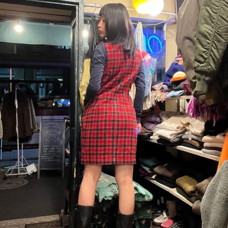 [USED] チェック柄 WOOLジャンパースカート