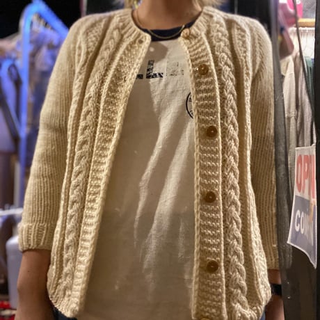 [USED] made in ITALY ハンドメイド ケーブル編みニットカーディガン