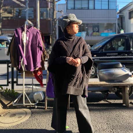 [USED]Knit×NYLONリメイクポンチョ🖤💜