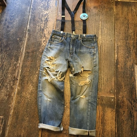 [USED] Levis 502 'BIG E'レプリカ ダメージデニム