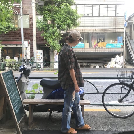 [USED] open collar ♡ チェックshirt