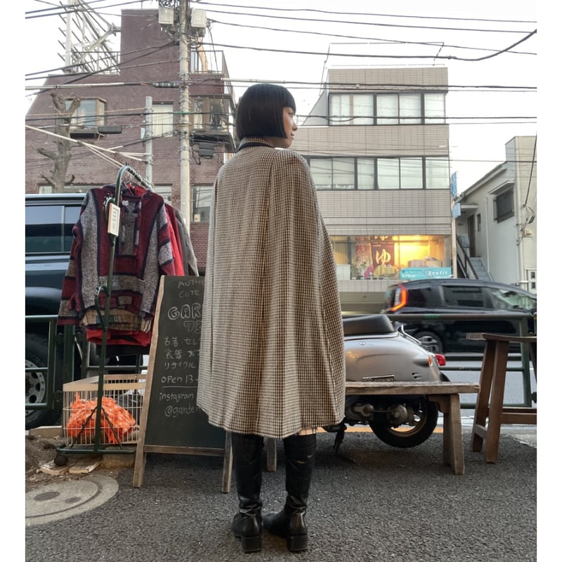 USED] 千鳥格子ケープコート | garden730