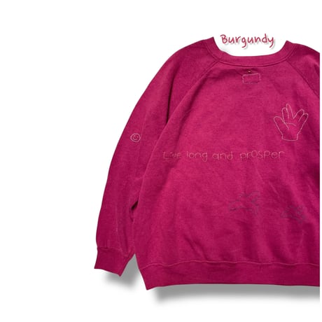 [HILITE STORE] ハンドメイド刺繍SWEAT/バーガンディ