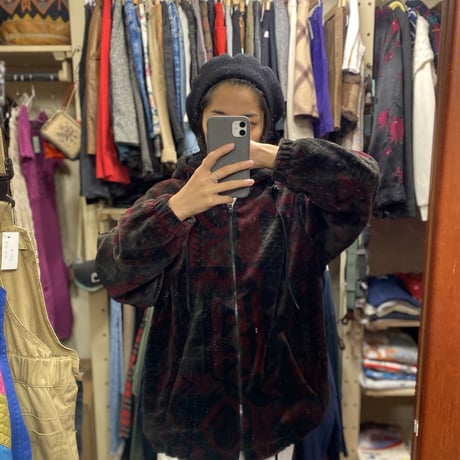 [USED] 柄のフリース!モコモコPARKA!