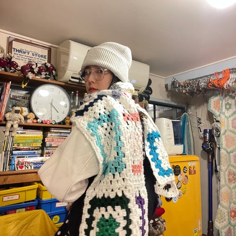 [USED] かぎ編み　ニット　マフラー