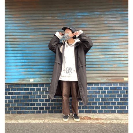 [USED] BLACK NYLON  LONG COAT