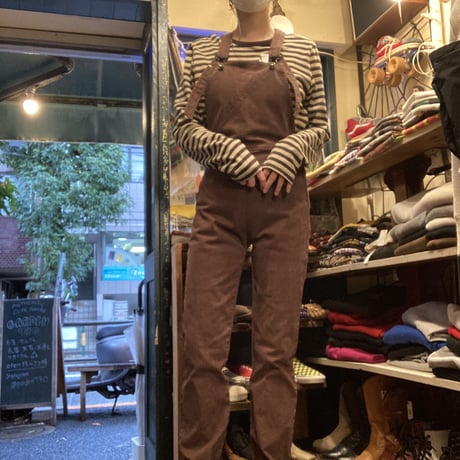 [USED]  GOOD SIZE♡ ストレッチ BROWN オーバーオール