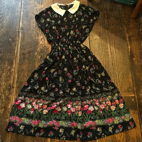 [USED] 襟付き花柄ワンピース