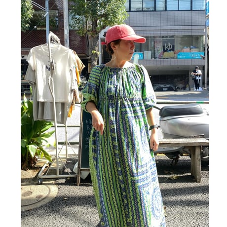 [USED]  vintage ファブリックロングワンピース