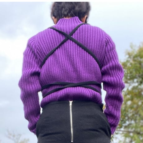 [USED] パープル💜リブニット