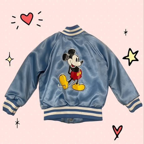 [USED] KIDS  vintage Mickey サテンスタジャン🩵