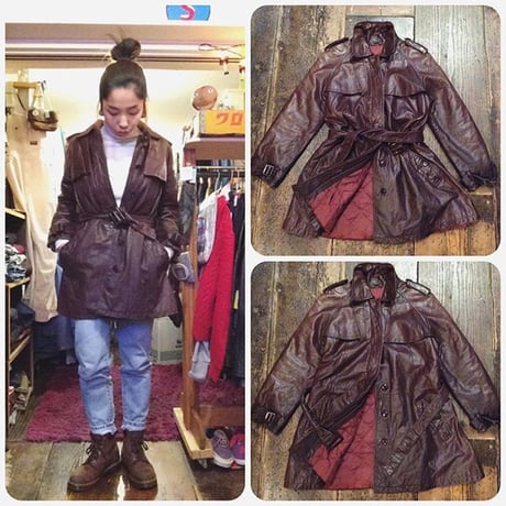[USED] Real  Leatherトレンチコート