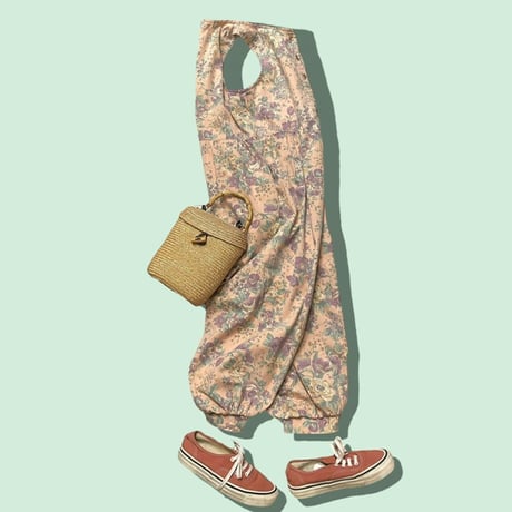 [USED] ボタニカル柄🌼COTTONサロペット