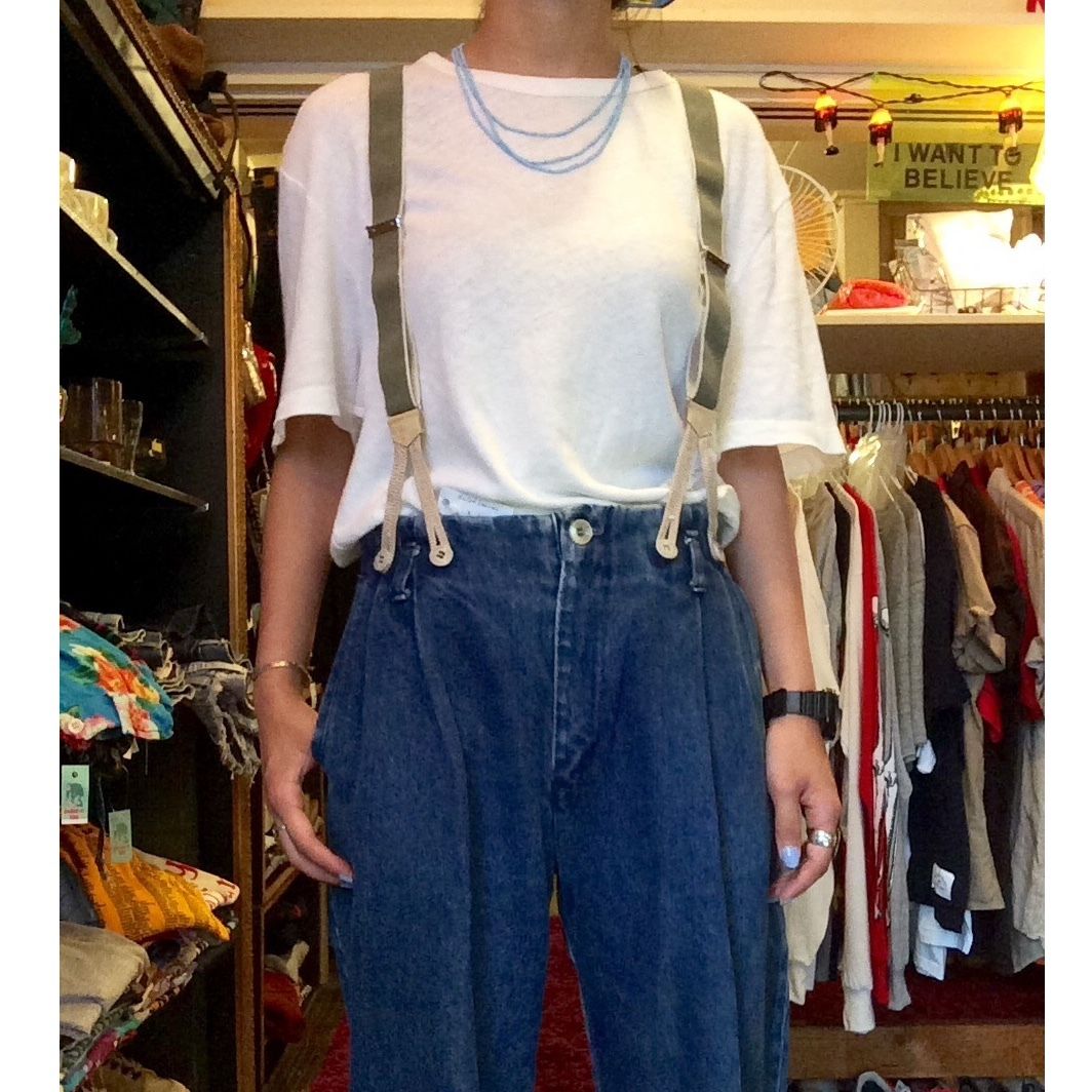 Ralph Lauren リネン サスペンダーパンツ　サスダメージあり コットンリネンカルゼサスペンダーバックルパンツ | ジョンブル