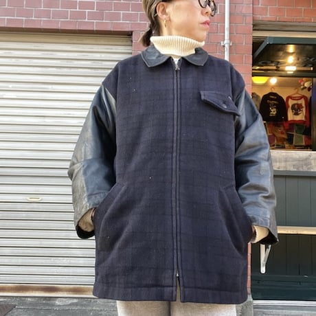[USED] 袖leather✖️フリースボディJKT