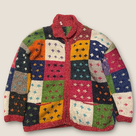 [USED] カラフル〜♡パッチワーク風KNIT JKT