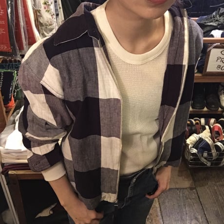 [USED] cotton 100% チェックジッパーシャツ