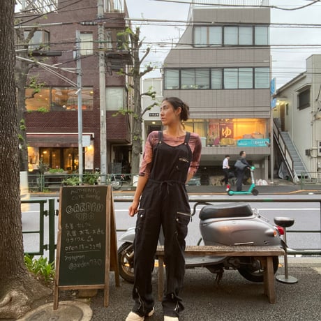 [USED] BLACK linen overall⭐︎